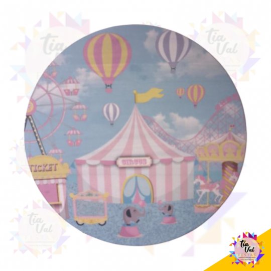 CAPA P/ PAINEL REDONDO 1,20M - CIRCO ROSA