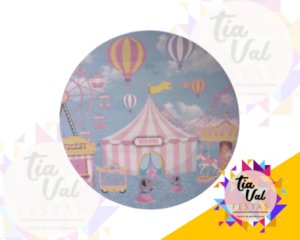 Foto de CAPA P/ PAINEL REDONDO 1,20M - CIRCO ROSA