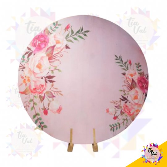 CAPA P/ PAINEL REDONDO 2M ROSA C/ ROSAS (GRANDE)