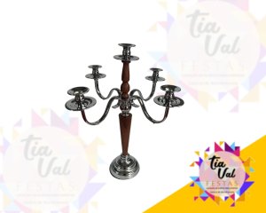 Foto de CANDELABRO - 5 VELAS - MADEIRA PRATA