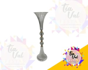 Foto de CASTIÇAL ACRILICO CONE C/ BASE DOURADA 15 X 59