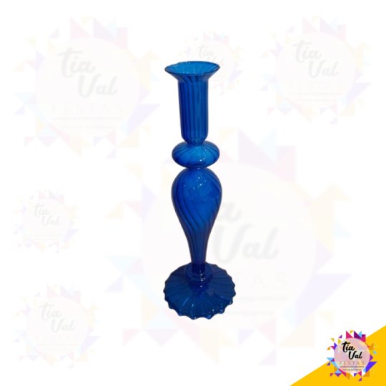 CASTIÇAL AZUL - VIDRO  27 CM