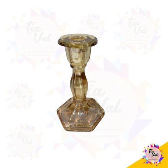 CASTIÇAL - COBRE - VIDRO - PEQUENO - 16 CM