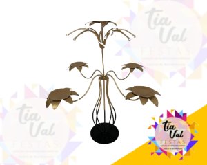 Foto de CANDELABRO DE FERRO P/ 05 DOURADO C/ PRETO