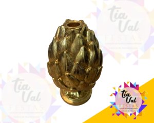 Foto de CASTIÇAL  DOURADO - ALCACHOFRA  - RESINA - MEDIO