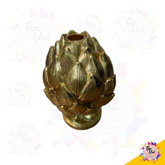 CASTIÇAL  DOURADO - ALCACHOFRA  - RESINA - PEQUENO