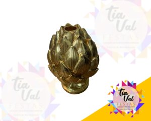 Foto de CASTIÇAL  DOURADO - ALCACHOFRA  - RESINA - PEQUENO