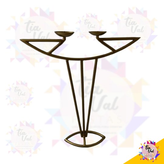 CANDELABRO DOURADO - FERRO - SUPORTA 2 VELAS