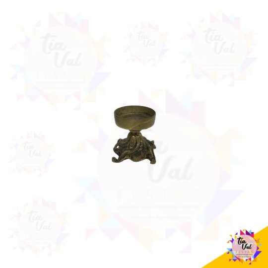 CASTIÇAL DOURADO P/ 01 VELA GROSSA ENVELHECIDO 