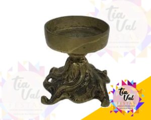 Foto de CASTIÇAL DOURADO P/ 01 VELA GROSSA ENVELHECIDO 