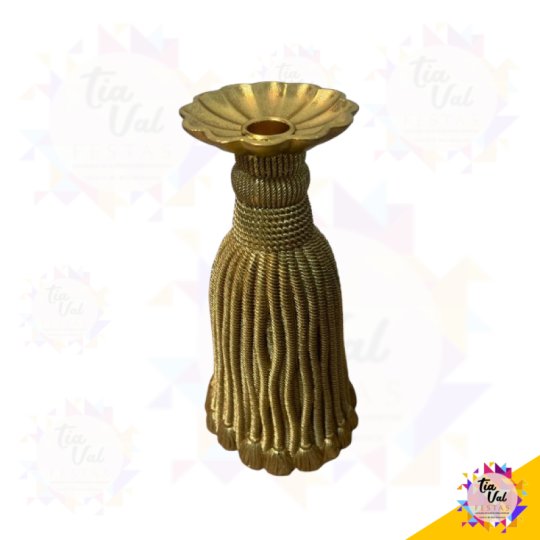 CASTIÇAL DOURADO - RESINA - GRANDE - 25 CM