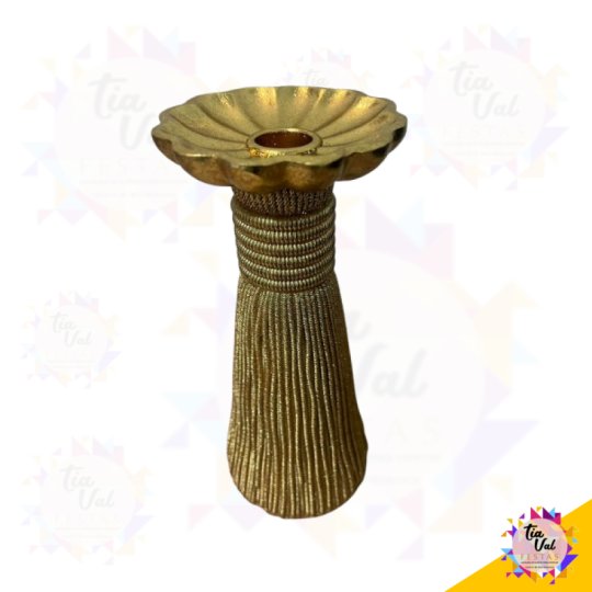 CASTIÇAL DOURADO - RESINA - MEDIO - 20 CM