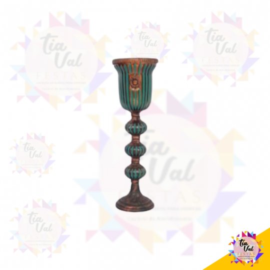 CASTIÇAL ENVELHECIDO COM AZUL G