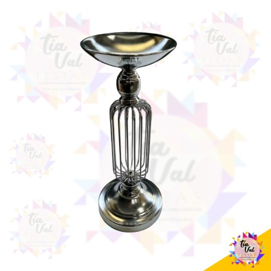 CASTIÇAL PRATA - FERRO 45 CM ALT