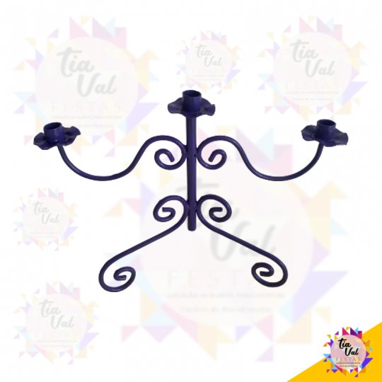 CANDELABRO ROXO P/ 03 VELAS