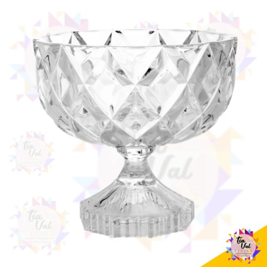 TAÇA CENTRO DE MESA C/ PE CRISTAL - MEDIA  18 X 18 CM