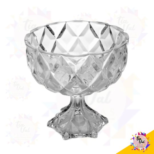 TAÇA CENTRO DE MESA C/ PE CRISTAL - GRANDE 24 X 24 CM