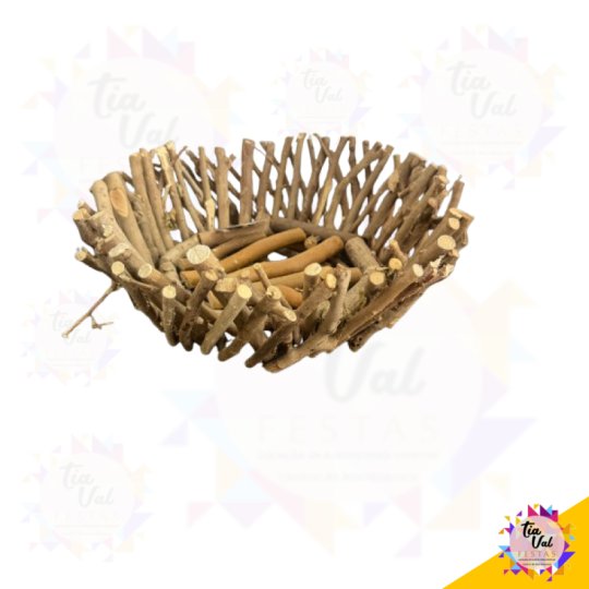 CESTO GALHOS MADEIRA - REDONDO  36 CM - MEDIO