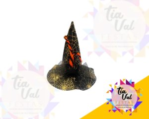Foto de CHAPEU PRETO DOURADO - BRUXA - HALLOWEEN