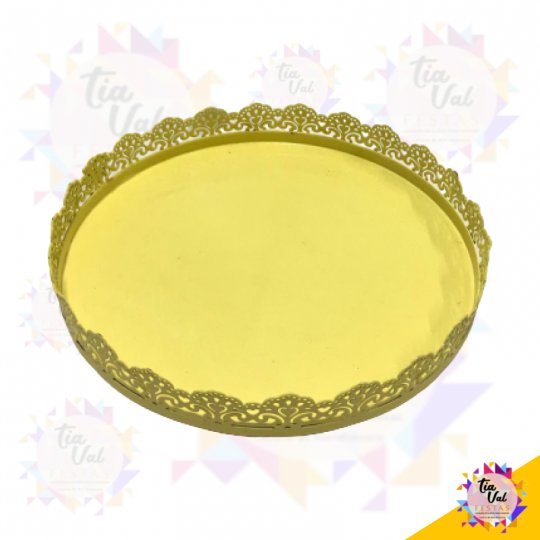 CINZELADO AMARELO BEBE BANDEJA REDONDA 25CM