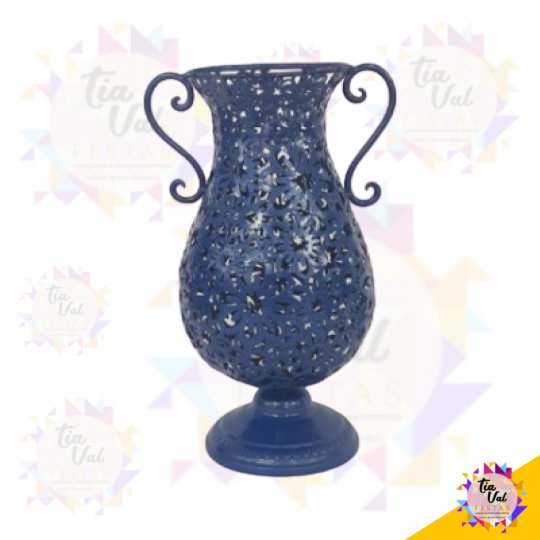 CINZELADO AZUL ROYAL VASO VAZADO C/ ALÇA