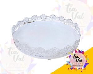 Foto de CINZELADO BRANCO BANDEJA REDONDA 20CM (S/ ESPELHO)