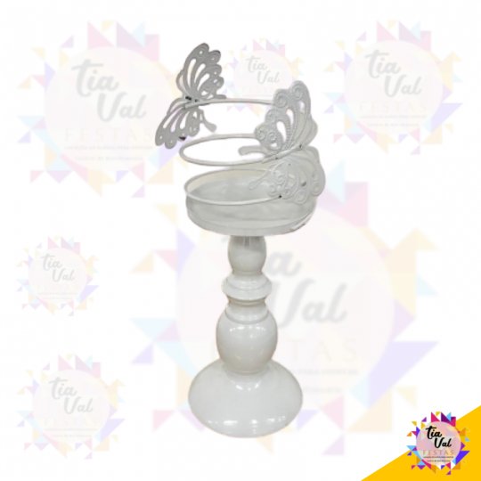 CINZELADO BRANCO CASTIÇAL  BORBOLETA G