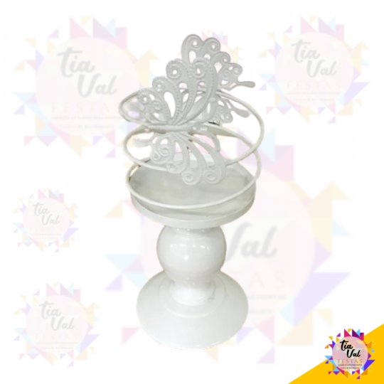 CINZELADO BRANCO CASTIÇAL BORBOLETA M