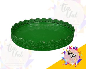 Foto de CINZELADO VERDE BANDEIRA BANDEJA REDONDA 25CM