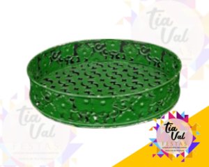 Foto de CINZELADO VERDE BANDEIRA BANDEJA REDONDA (FLOR)