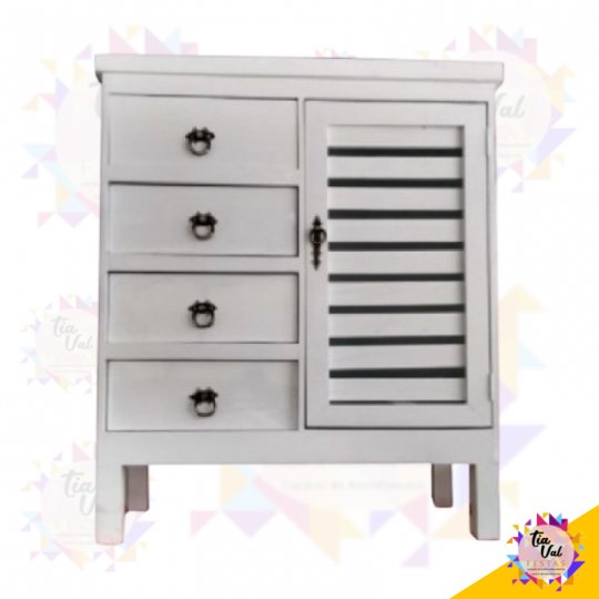 COMODA BRANCA C/ 4 GAVETAS E 01 PORTA