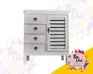 Foto de COMODA BRANCA C/ 4 GAVETAS E 01 PORTA