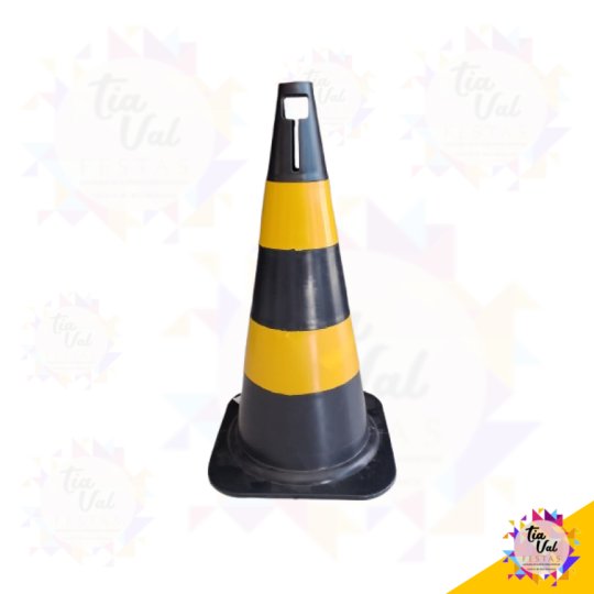 CONE SINALIZAÇÃO AMARELO - PRETO - CARROS, CONSTRUÇÃO