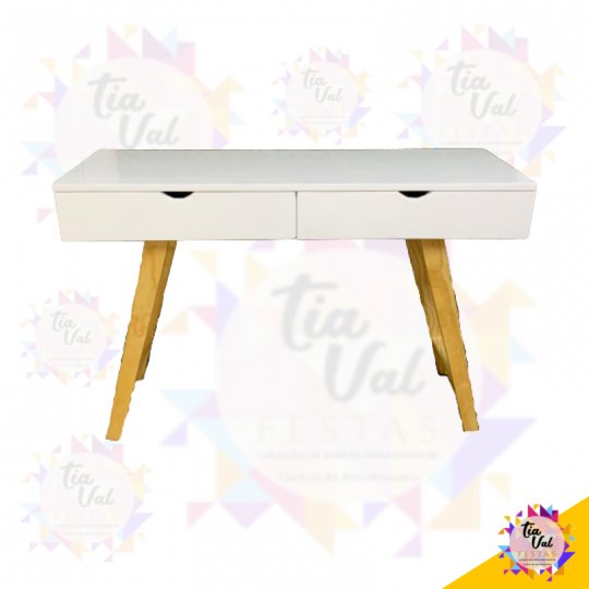 CONSOLE BRANCO 2 GAVETAS PES MADEIRA