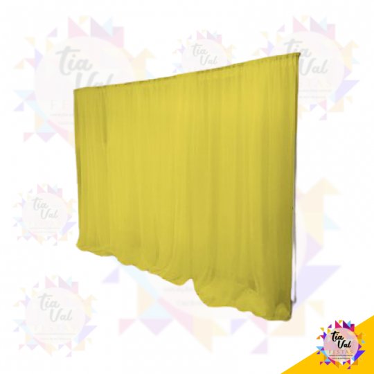 PEDAÇO DE CORTINA DE ESCALINE FINO AMARELO