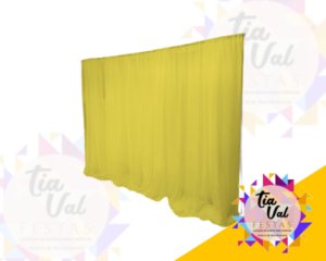 Foto de PEDAÇO DE CORTINA DE ESCALINE FINO AMARELO