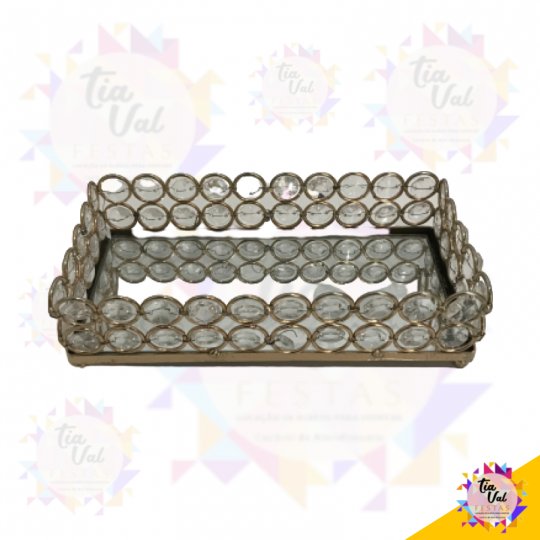 CRISTAL DOURADO BANDEJA RETANGULAR P