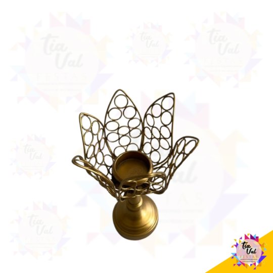 CRISTAL DOURADO CASTIÇAL FLOR