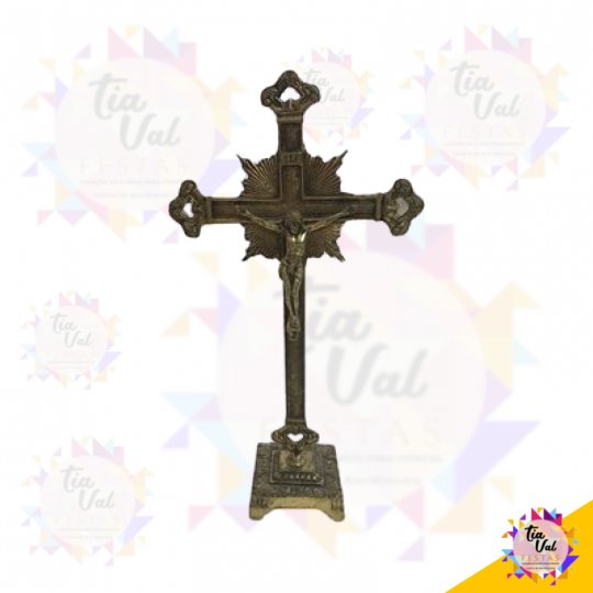 CRUCIFIXO DOURADO (PE QUADRADO) (0221)