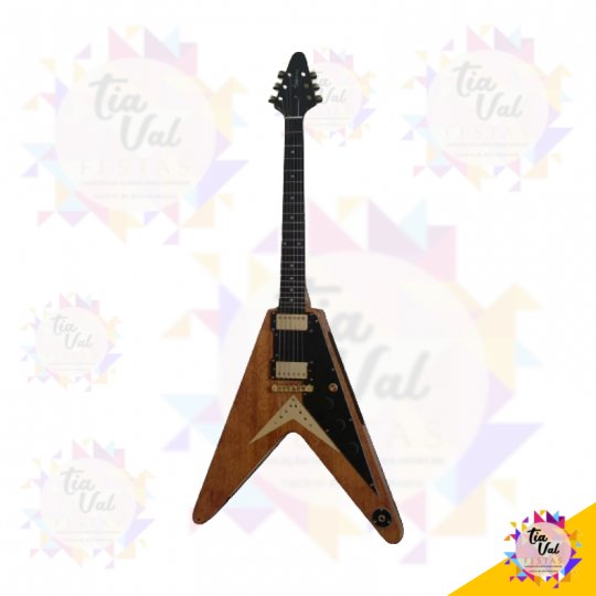 FIGURA GUITARRA MARROM COM PRETO - MDF - MUSICA -  S/ PE