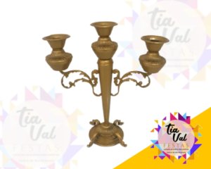 Foto de Dourado castiçal - candelabro p/ 3 velas