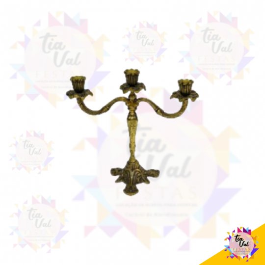 CANDELABRO DOURADO P/ 3 VELAS ENVELHECIDO