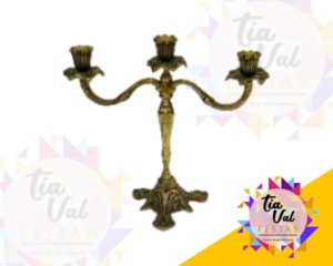 Foto de CANDELABRO DOURADO P/ 3 VELAS ENVELHECIDO