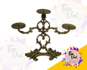 Foto de CASTIÇAL DOURADO P/ 3 VELAS GROSSA