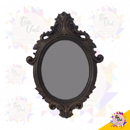 ESPELHO OVAL MARROM