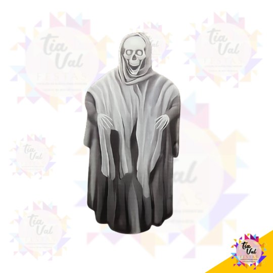 FIGURA FANTASMA CAVEIRA HALLOWEEN 18 X 38 CM
