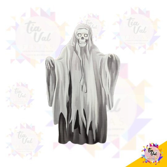 FIGURA FANTASMA CAVEIRA HALLOWEEN 23 X 38 CM