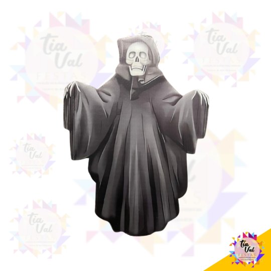 FIGURA FANTASMA CAVEIRA HALLOWEEN 26 X 37 CM
