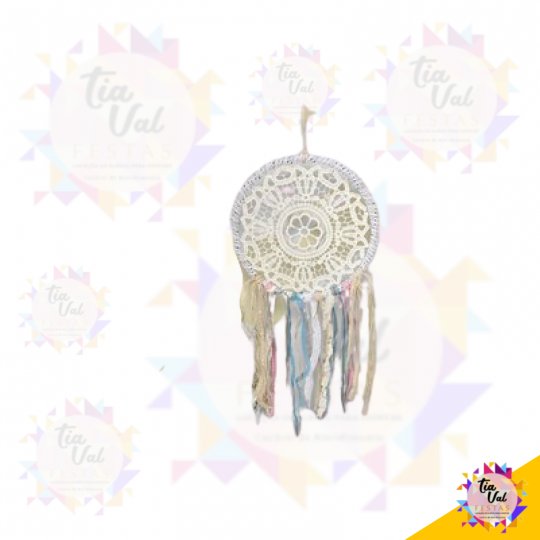 FILTRO DOS SONHOS BRANCO ROSA/PINK TIPO CROCHÊ