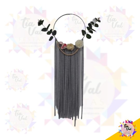 FILTRO DOS SONHOS FLORES - TECIDO CINZA